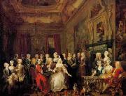 The Assembly at Wanstead House. Earl Tylney and family in foreground